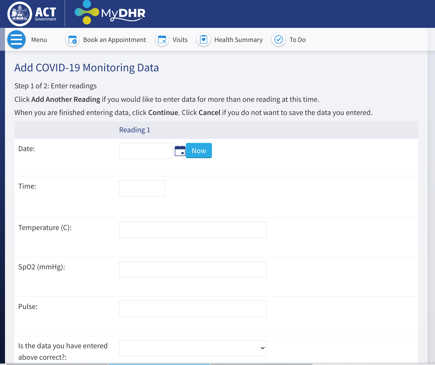 MyDHR Measurements