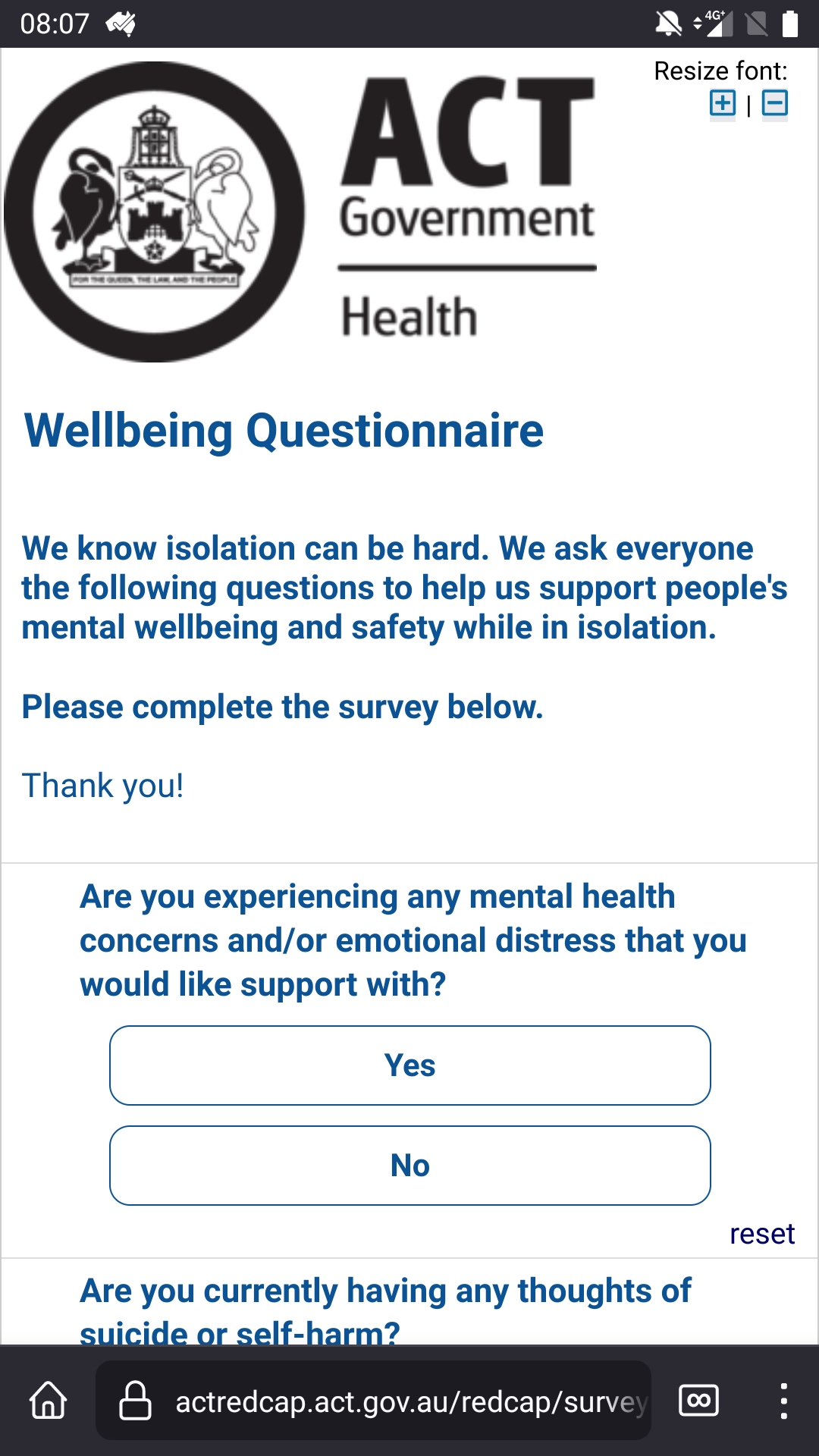 Wellbeing Survey part 1